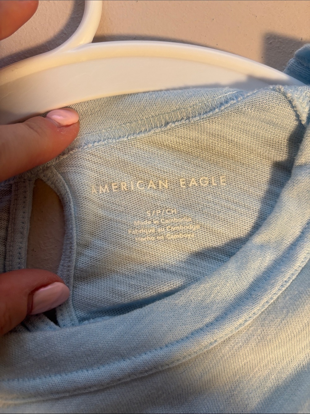 American Eagle Outfitters Light Blue Short Sleeve Peplum Tee - Picture 2 of 3